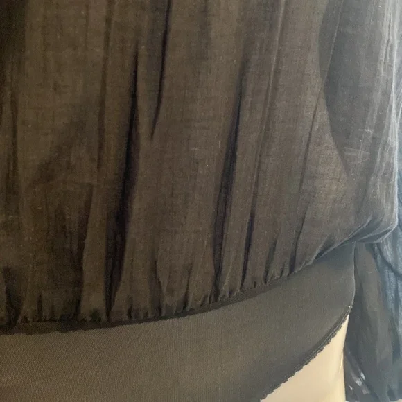 Free People Intimates Bodysuit Black Off Shoulder Long Puff Sleeve Shirt XS NWT - Picture 6 of 14